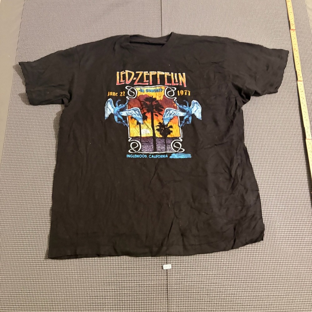 Led Zeppelin 1977 Inglewood Concert T-Shirt Black Est. XL